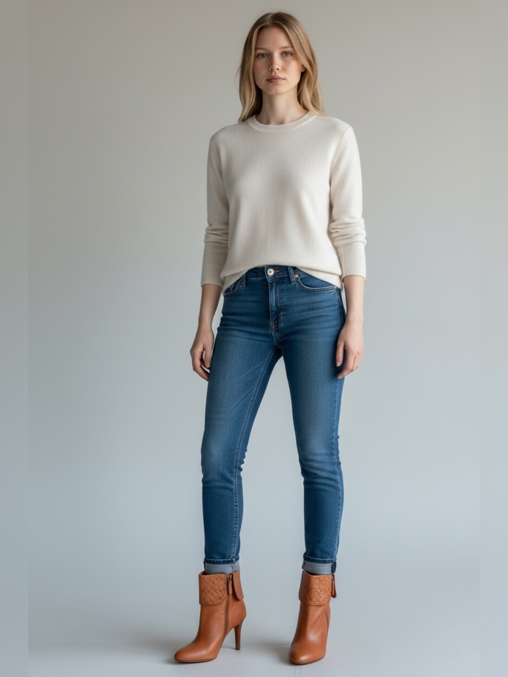 Coach Burnt Orange Leather Fold-Over Cuff Ankle Booties